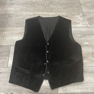 VTG Custom Vest real Fur  Beaver (?) Western Native Ranch Black XL